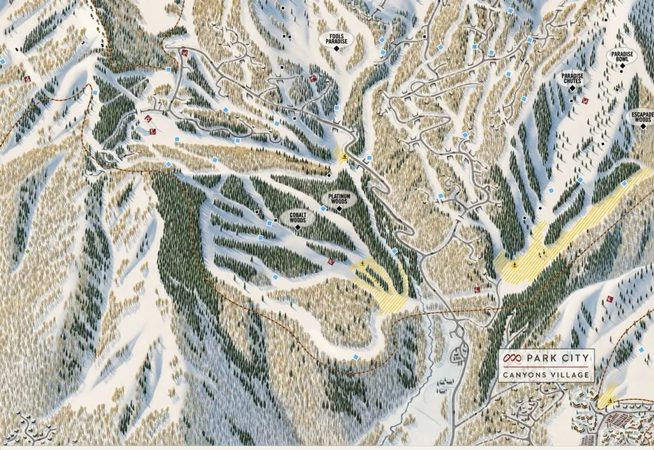 Park City Mountain Resort trail map, Canyons Village side